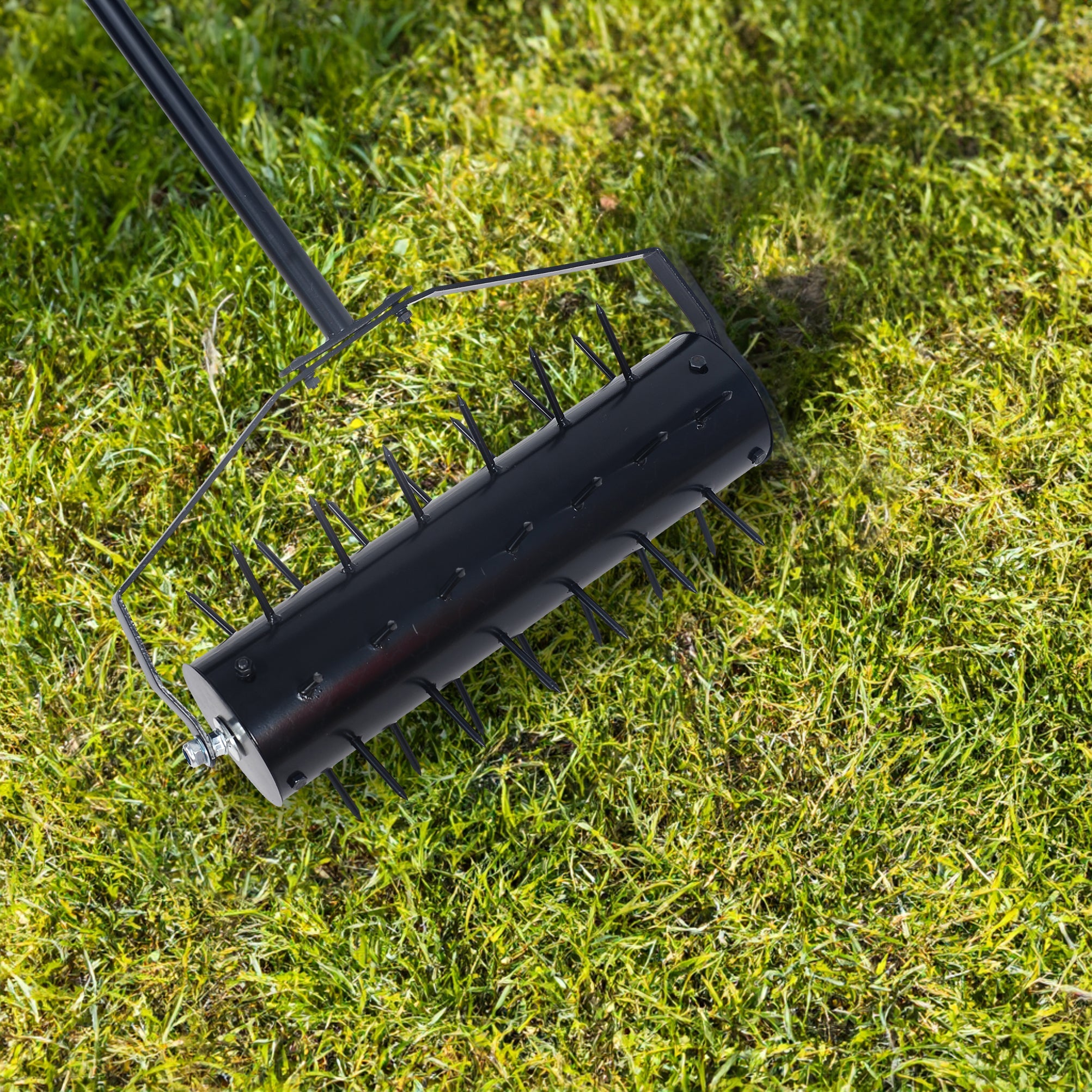 Manual Rolling Lawn Aerator Push Tool with Long Handle