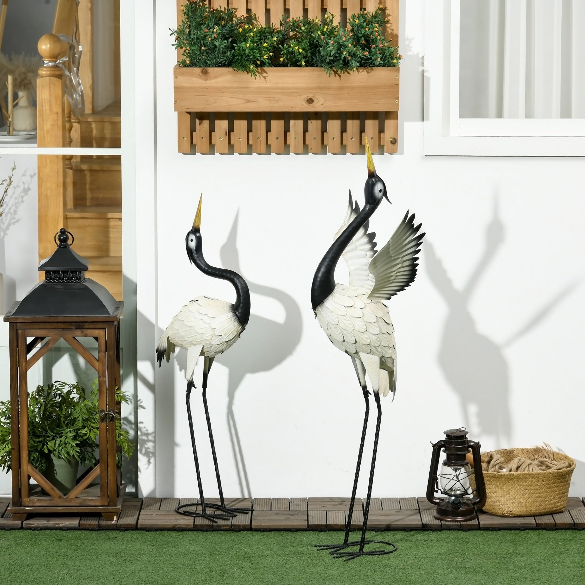 Outsunny Heron Garden Statues Set of Two Decorative Sculptures