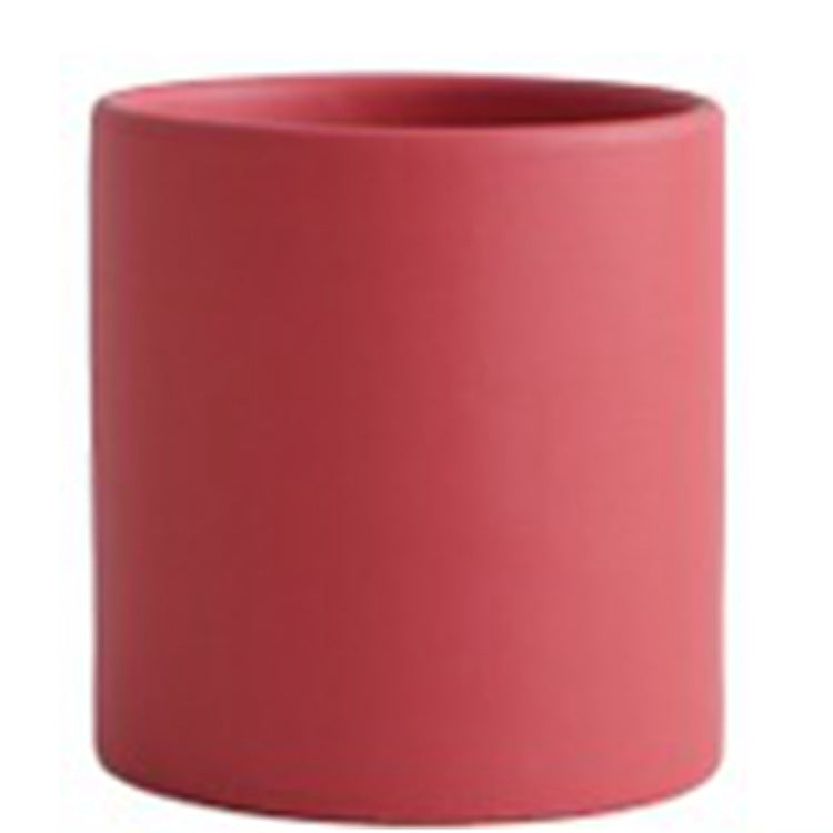 Nordic Ceramic Cylindrical Flowerpot Succulent Planter with Tray