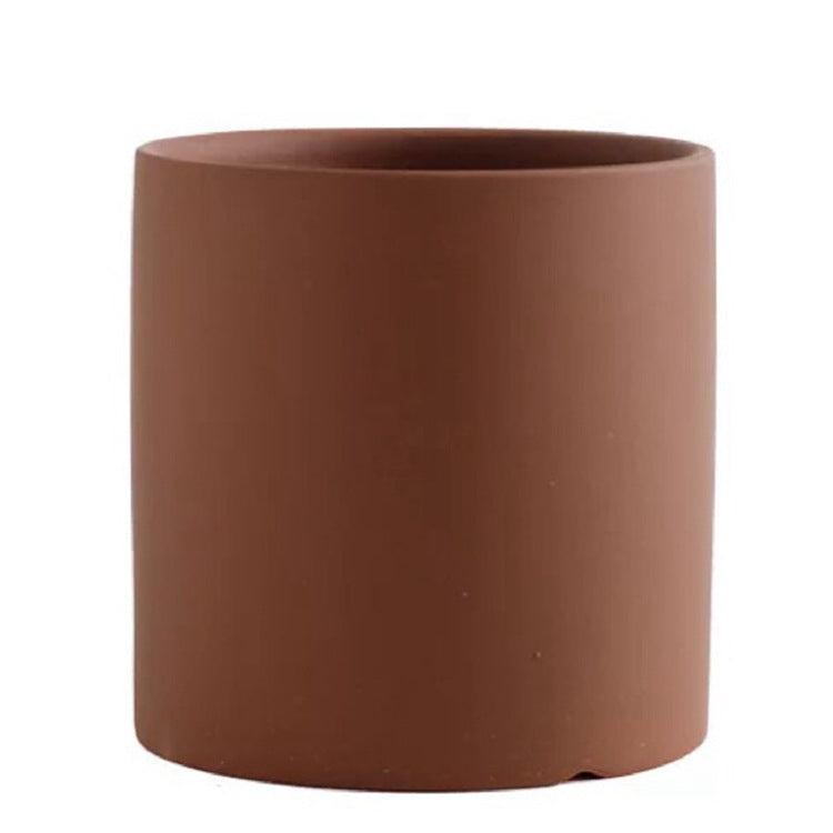 Nordic Ceramic Cylindrical Flowerpot Succulent Planter with Tray