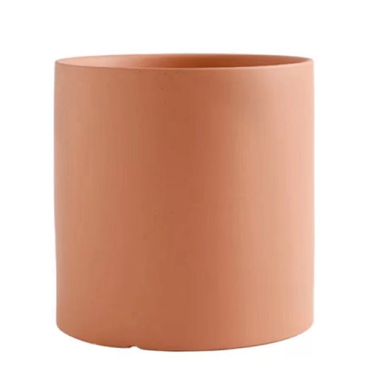 Nordic Ceramic Cylindrical Flowerpot Succulent Planter with Tray