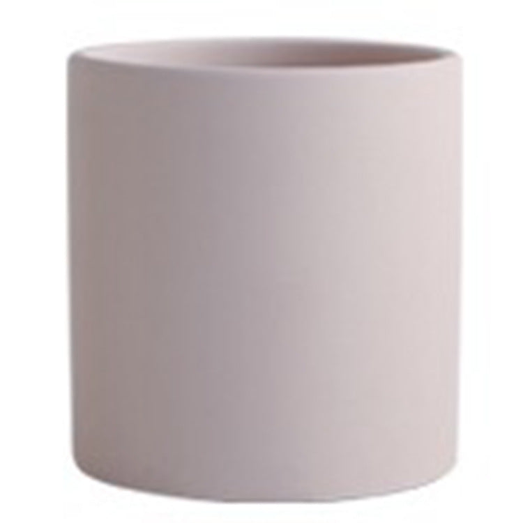 Nordic Ceramic Cylindrical Flowerpot Succulent Planter with Tray