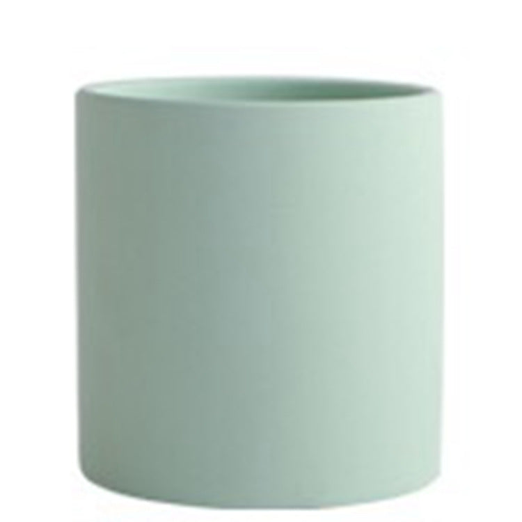 Nordic Ceramic Cylindrical Flowerpot Succulent Planter with Tray