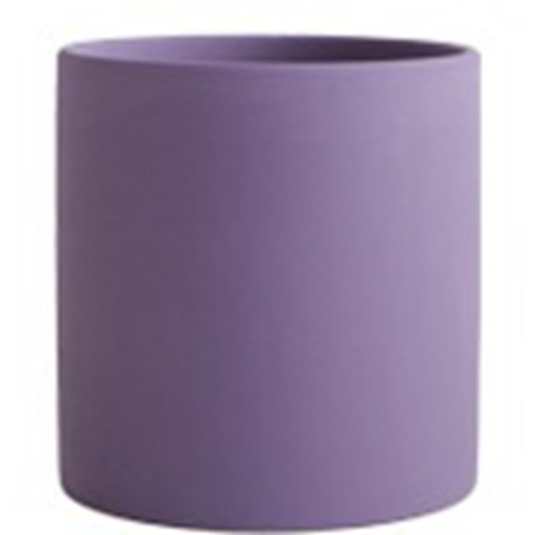 Nordic Ceramic Cylindrical Flowerpot Succulent Planter with Tray
