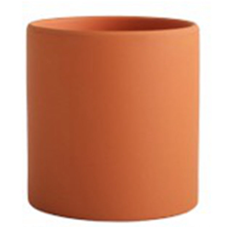 Nordic Ceramic Cylindrical Flowerpot Succulent Planter with Tray