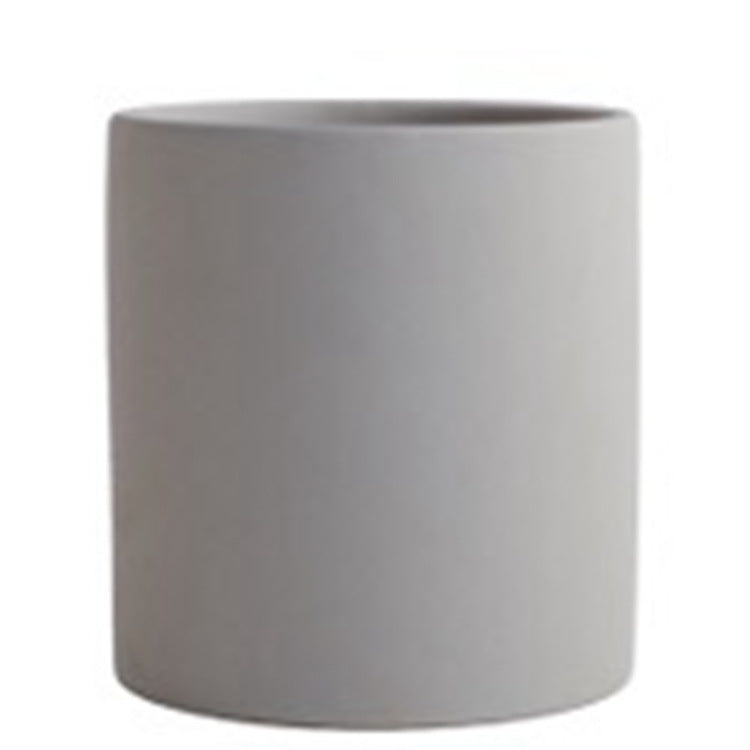 Nordic Ceramic Cylindrical Flowerpot Succulent Planter with Tray