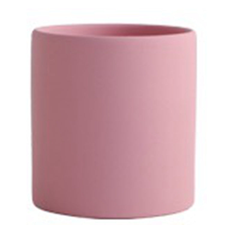 Nordic Ceramic Cylindrical Flowerpot Succulent Planter with Tray