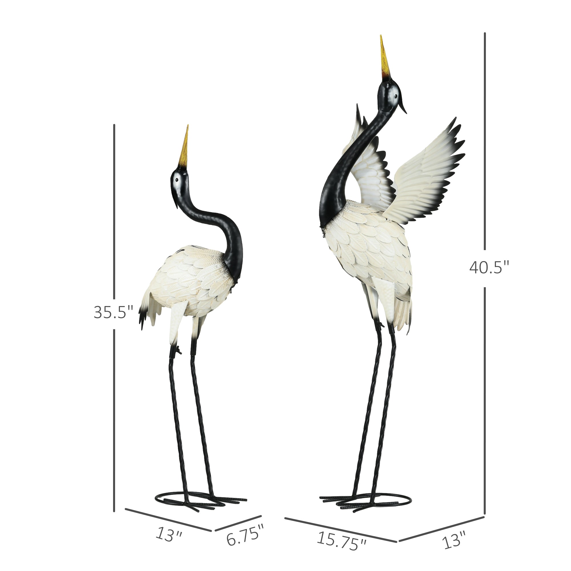 Outsunny Heron Garden Statues Set of Two Decorative Sculptures