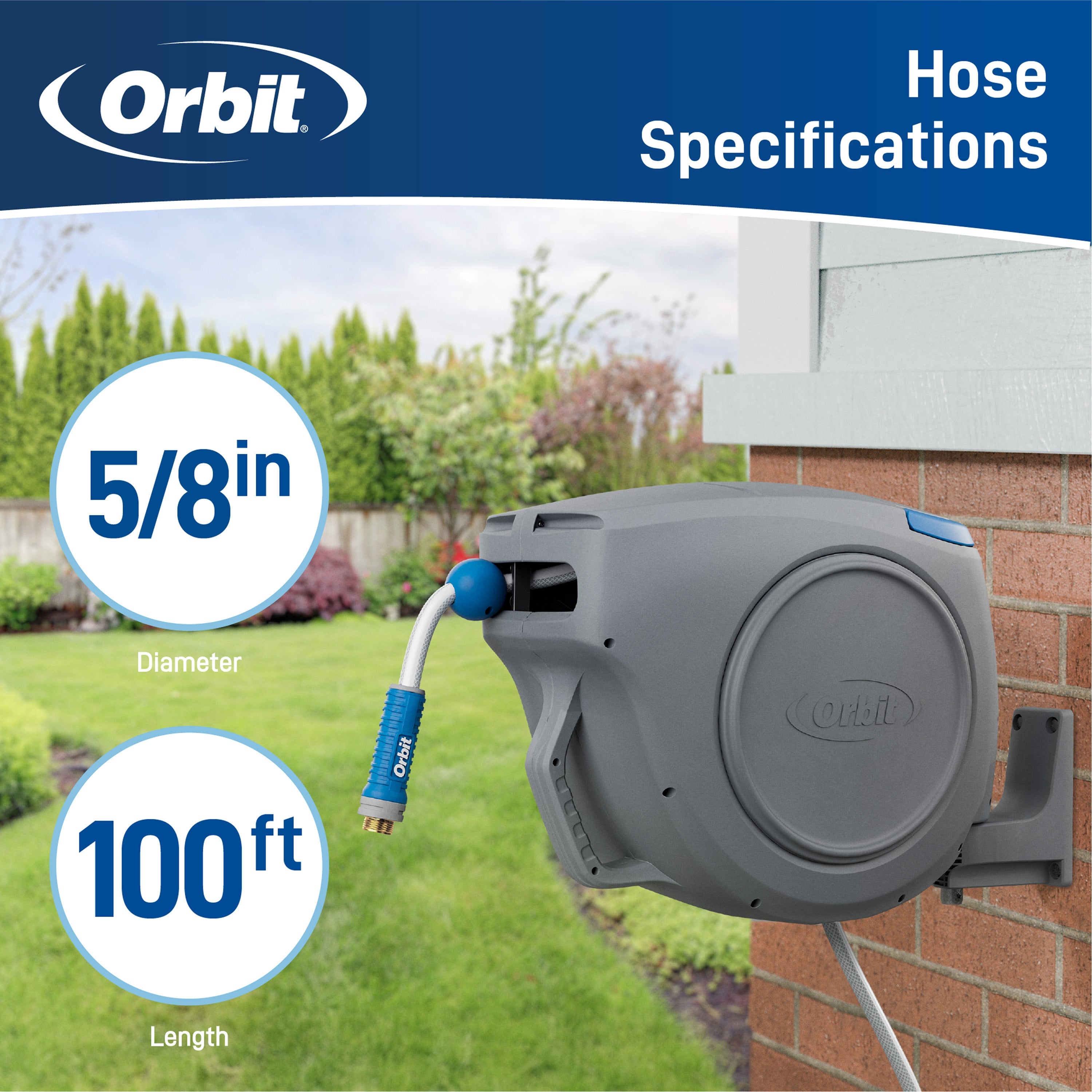 100ft Auto Retractable Garden Hose Reel with Storage