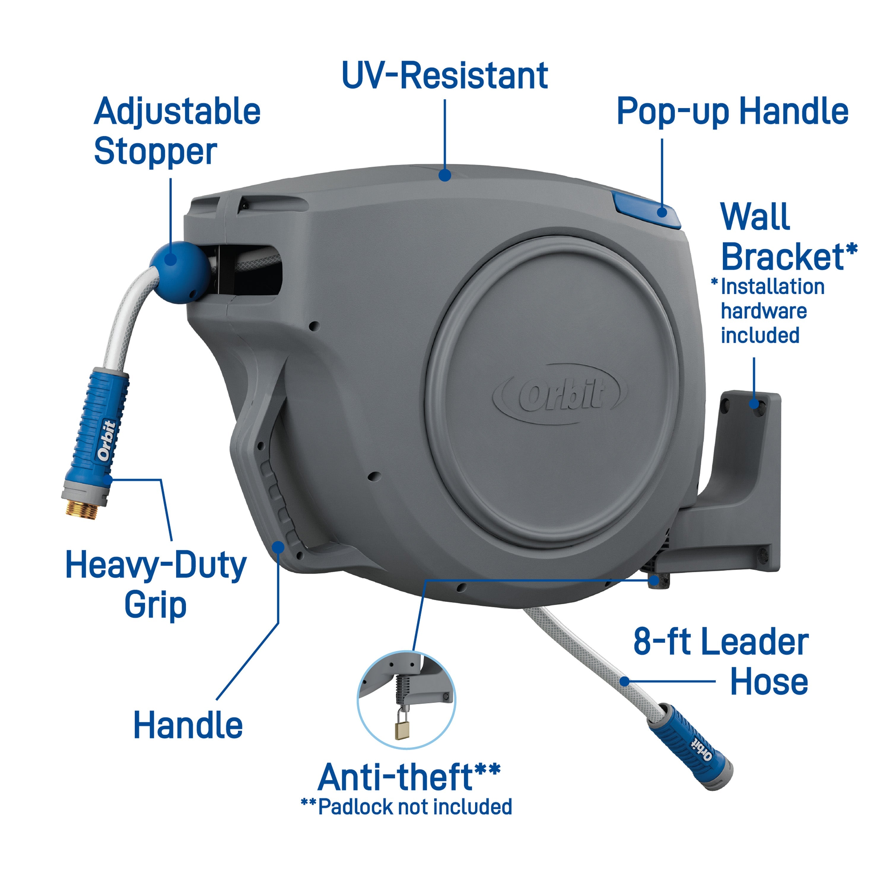 100ft Auto Retractable Garden Hose Reel with Storage