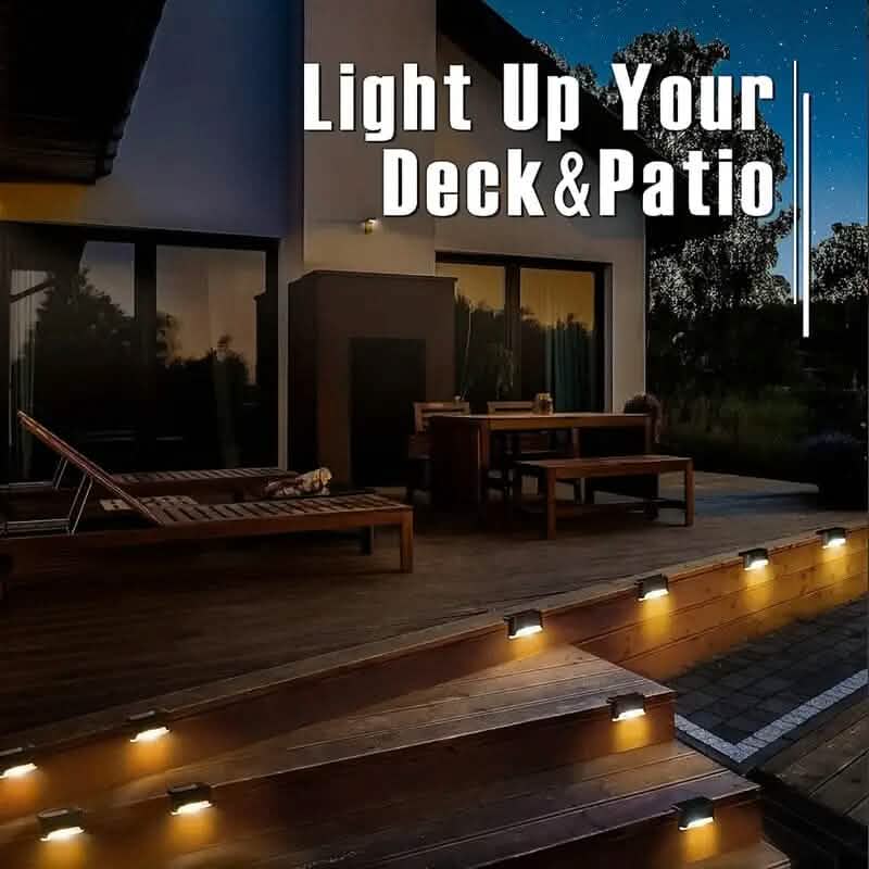 Solar Outdoor Garden Deck Lights Four-Pack Waterproof LED Lighting