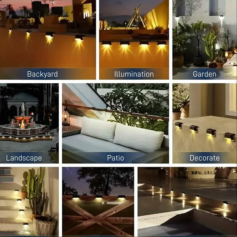 Solar Outdoor Garden Deck Lights Four-Pack Waterproof LED Lighting