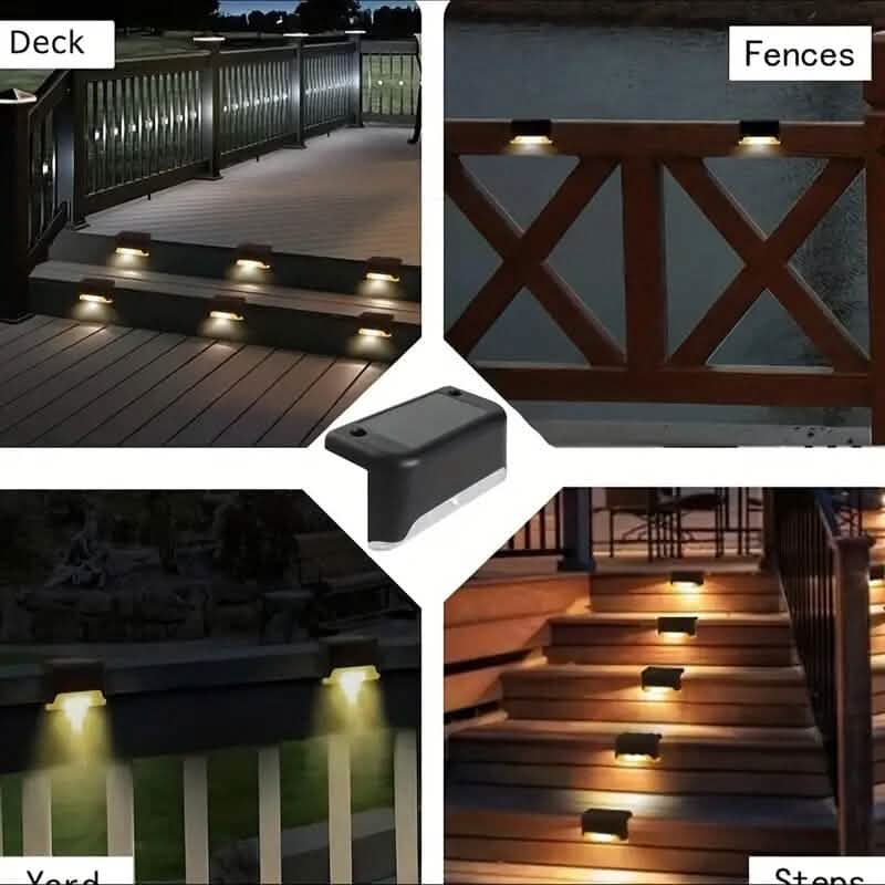 Solar Outdoor Garden Deck Lights Four-Pack Waterproof LED Lighting