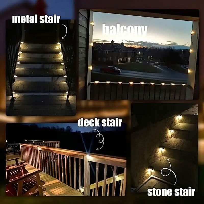 Solar Outdoor Garden Deck Lights Four-Pack Waterproof LED Lighting
