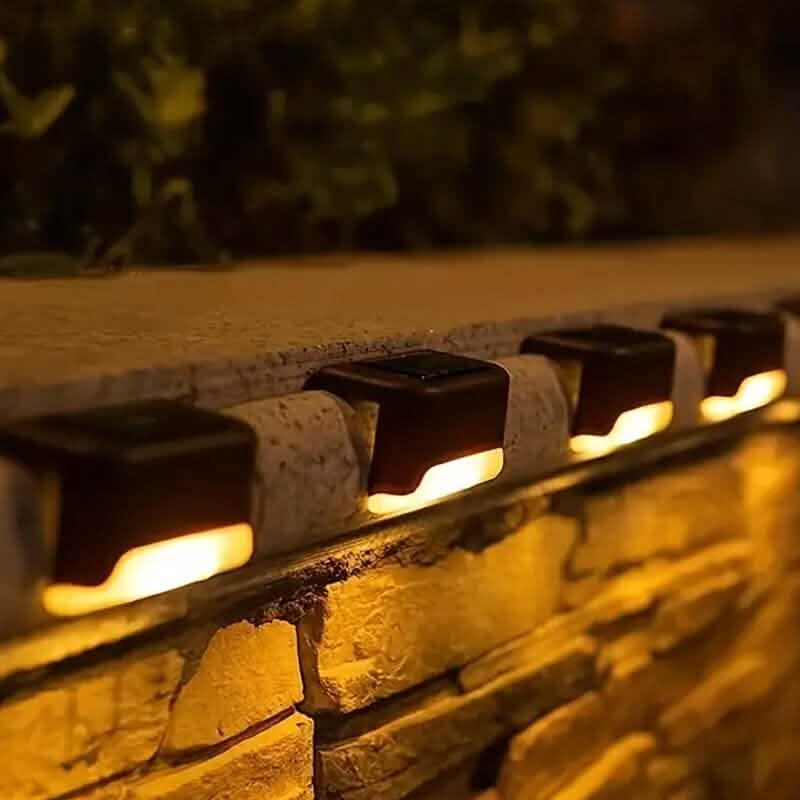 Solar Outdoor Garden Deck Lights Four-Pack Waterproof LED Lighting