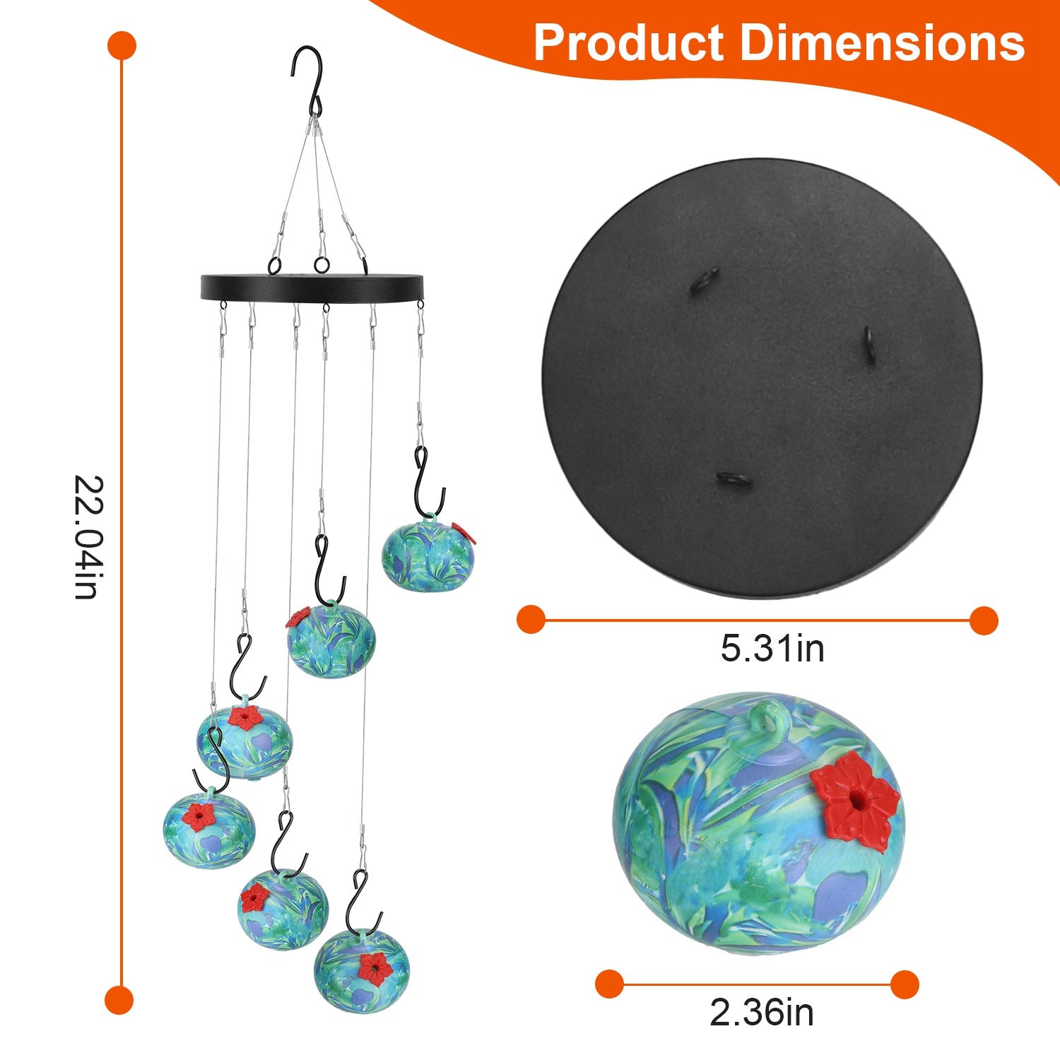 Hummingbird Feeder Wind Chime Ant-Proof Outdoor Hanging Decor