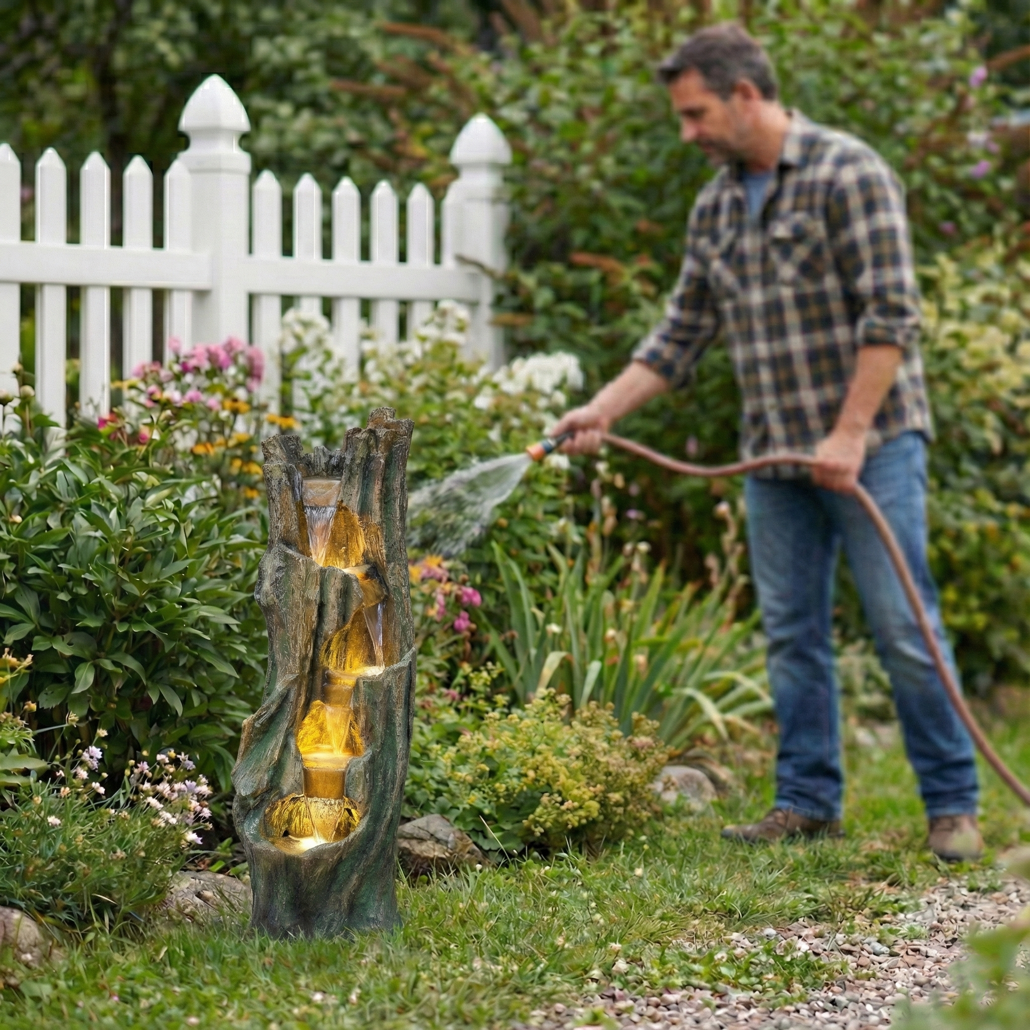 Outdoor Waterfall Fountain for Gardens and Patios Decorative Feature