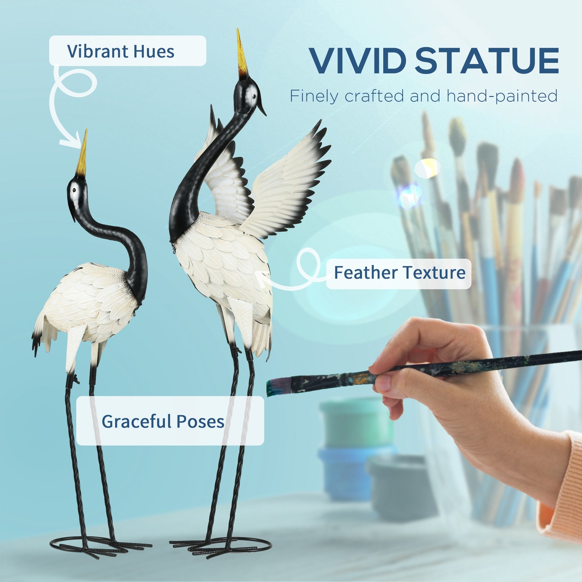 Outsunny Heron Garden Statues Set of Two Decorative Sculptures