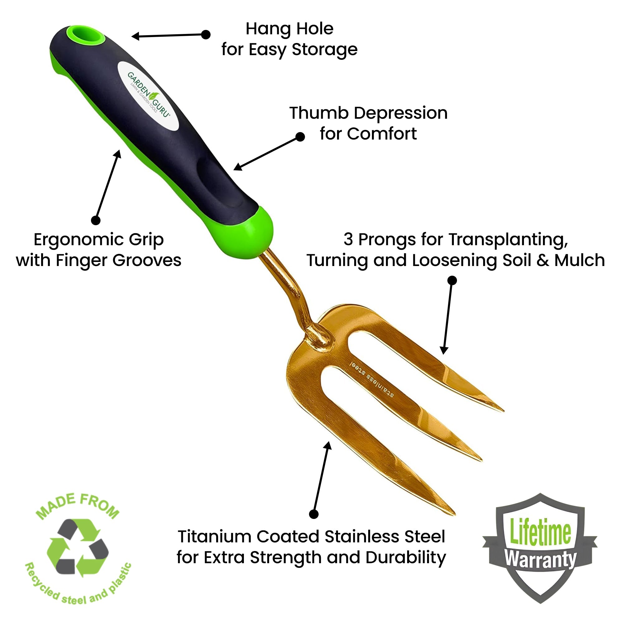 Titanium Garden Tool Set Trowel Transplanter Cultivator Kit