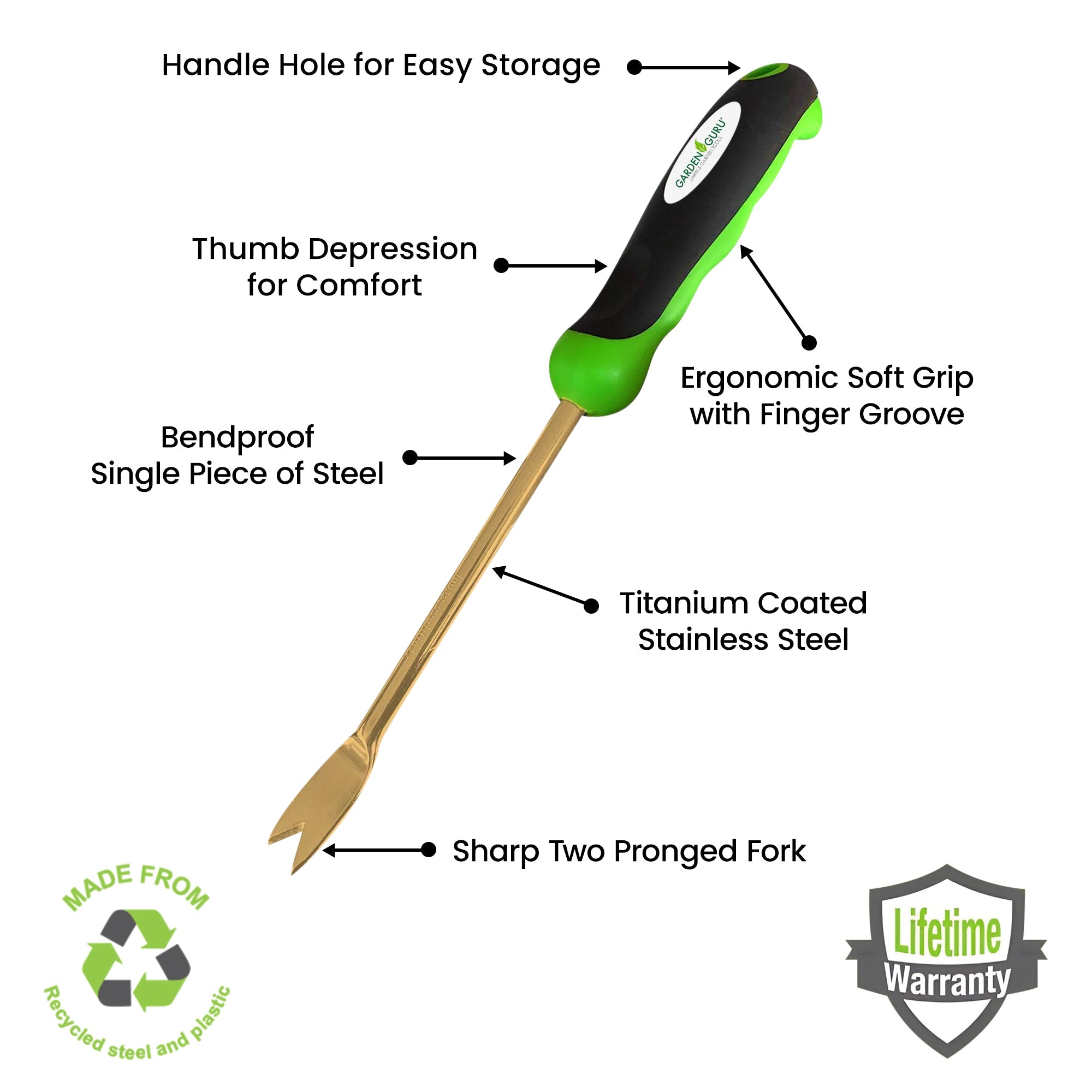 Titanium Dandelion Weeder Hand Tool for Garden Weed Removal