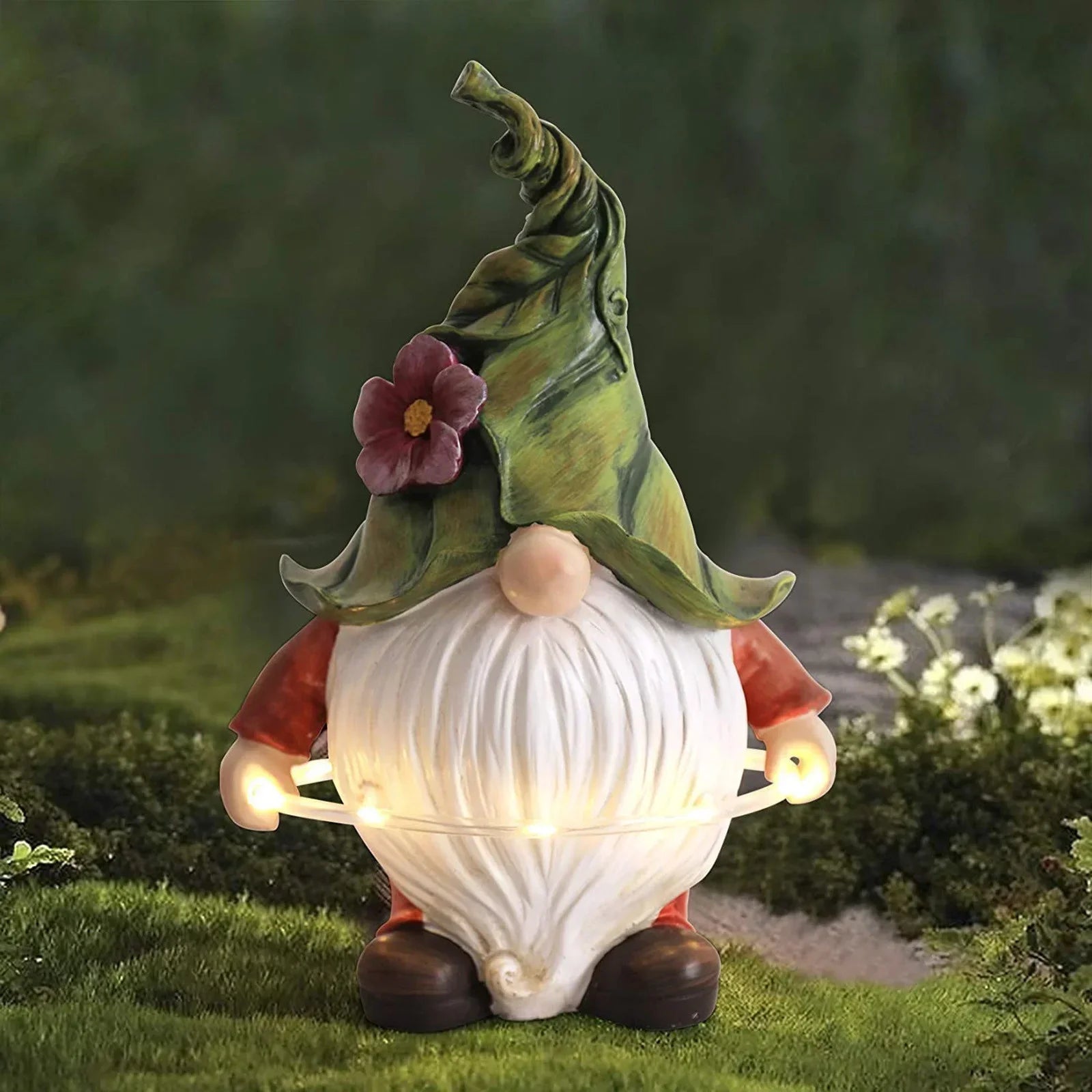 Solar LED Wizard Gnome Garden Statue Welcome Decor Figurine