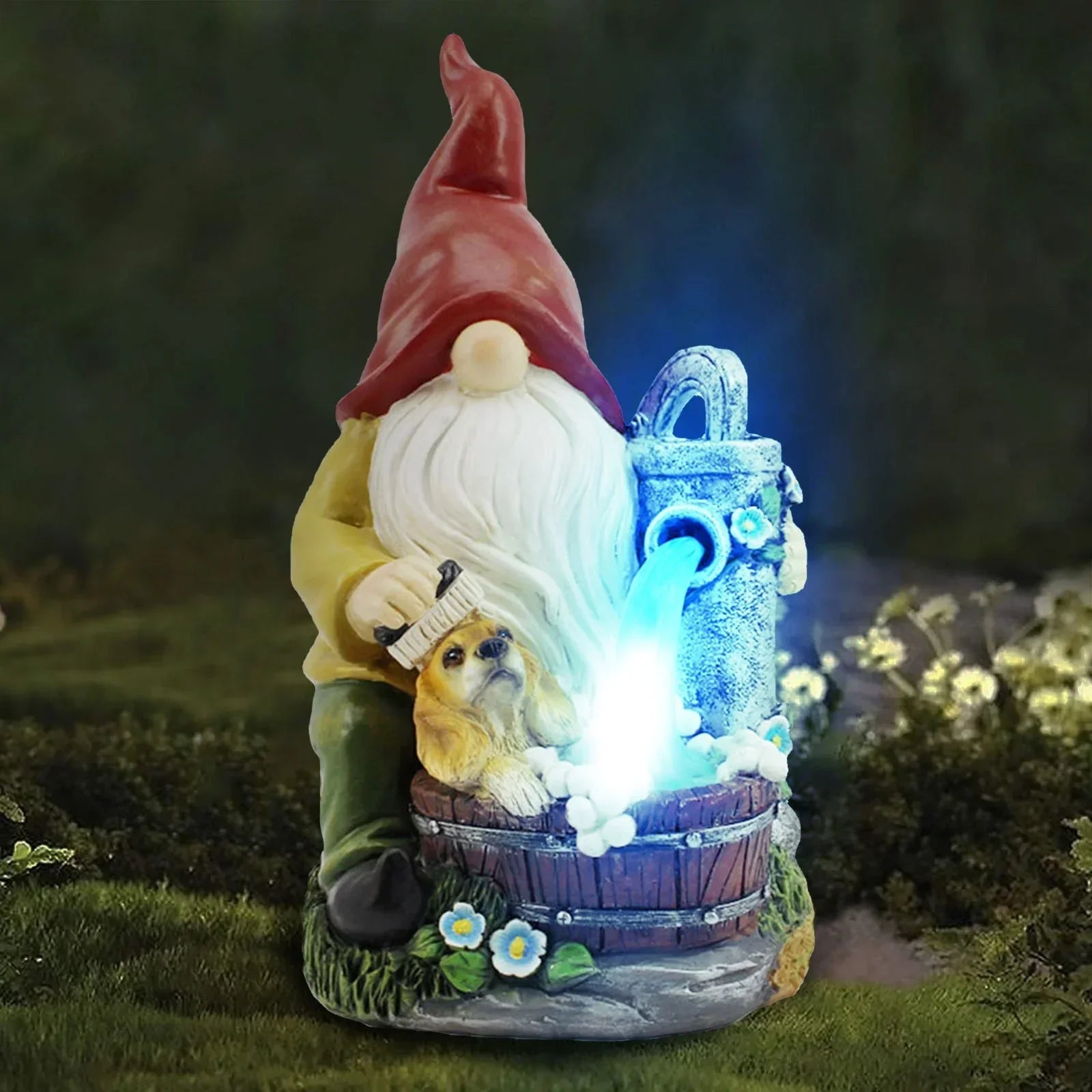 Solar LED Wizard Gnome Garden Statue Welcome Decor Figurine