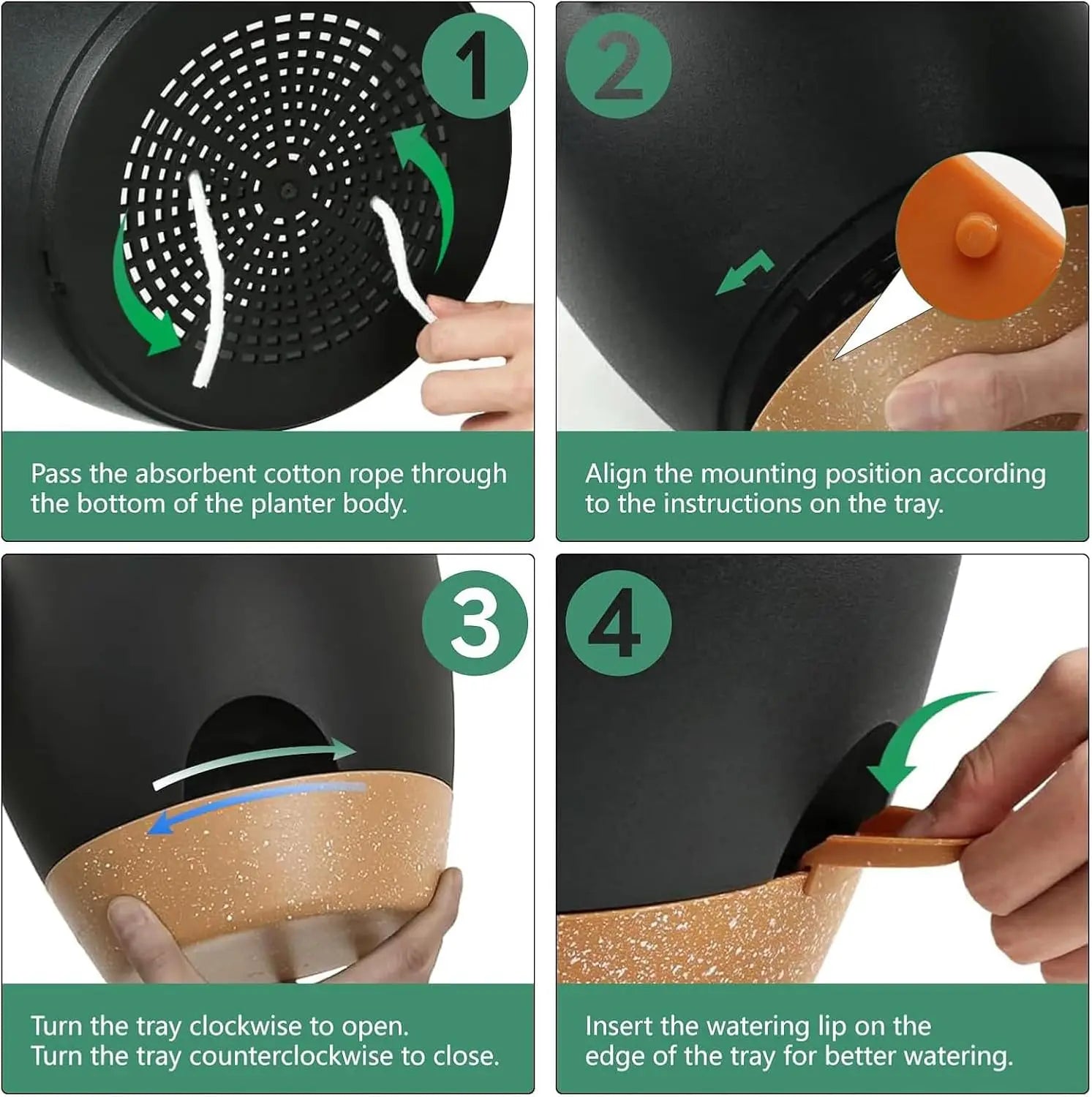 5-Pack Self-Watering Plant Pots with Drainage System