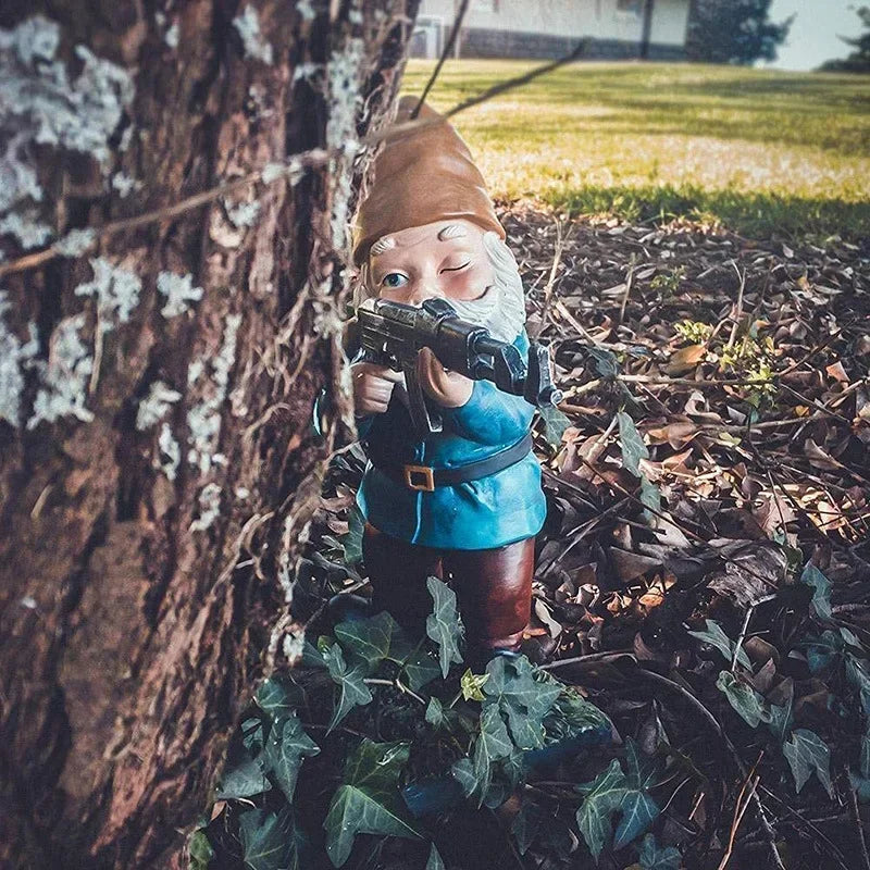 Funny Army Gnome Resin Garden Statue Outdoor Lawn Ornament