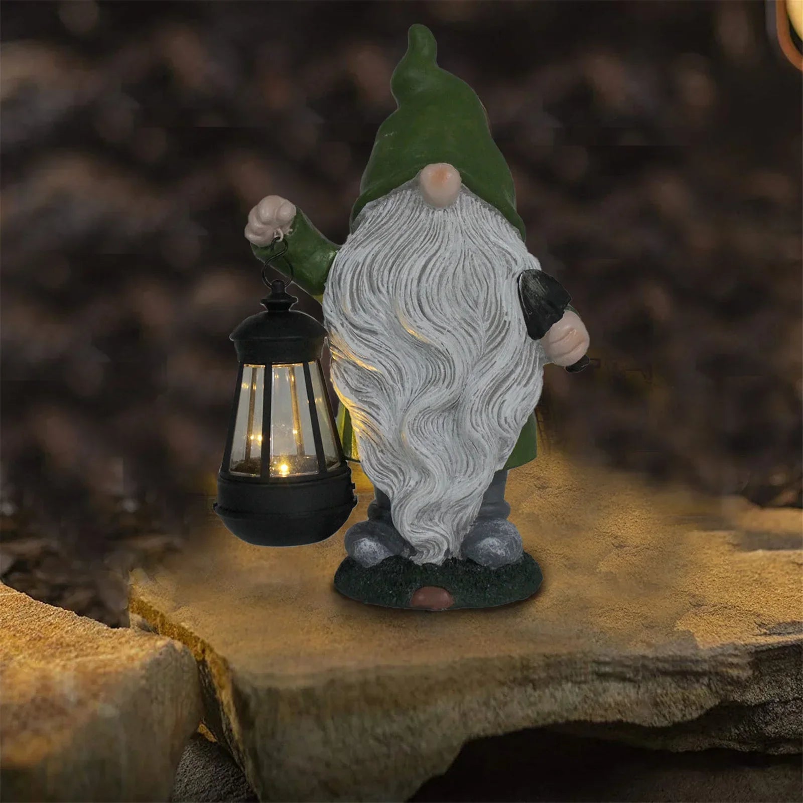 Solar LED Wizard Gnome Garden Statue Welcome Decor Figurine
