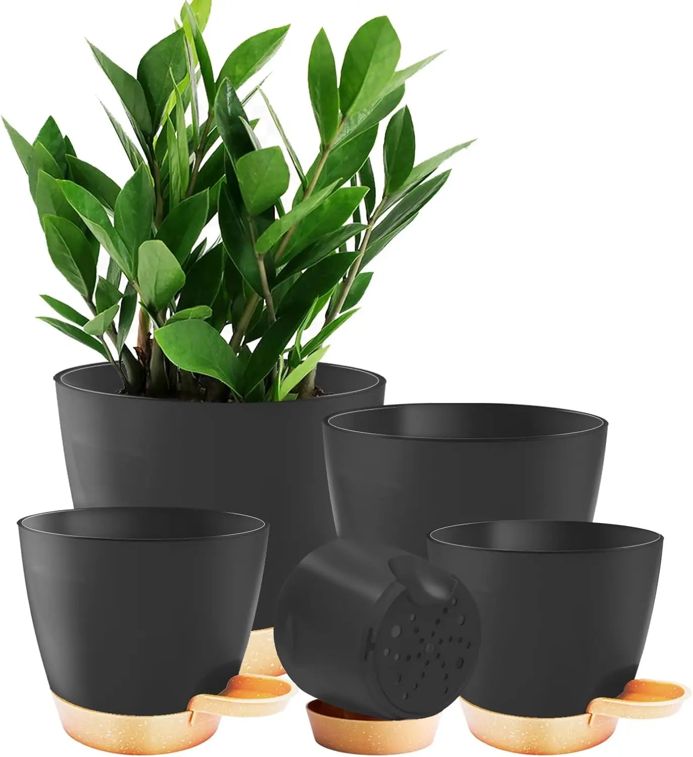 5-Pack Self-Watering Plant Pots with Drainage System