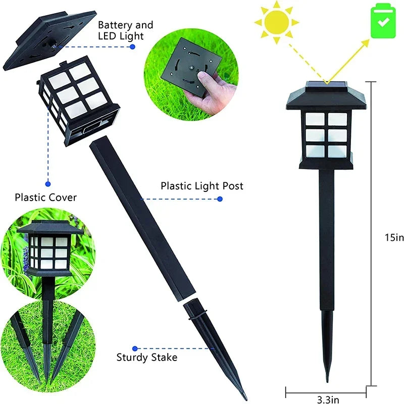 Solar LED Pathway Lights Waterproof Outdoor Garden Landscape Lamps