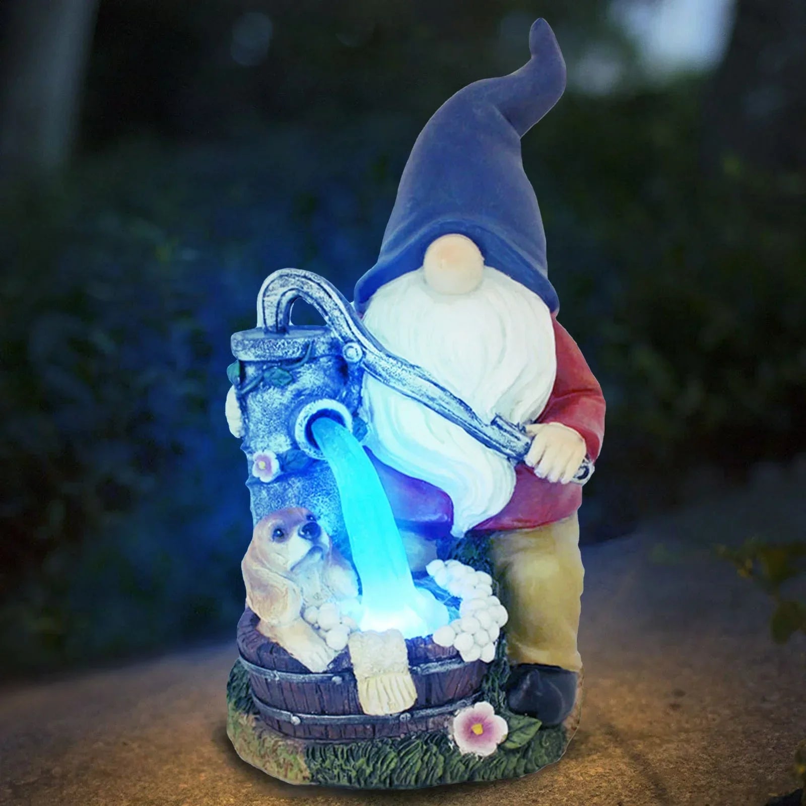 Solar LED Wizard Gnome Garden Statue Welcome Decor Figurine