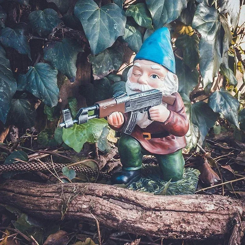 Funny Army Gnome Resin Garden Statue Outdoor Lawn Ornament