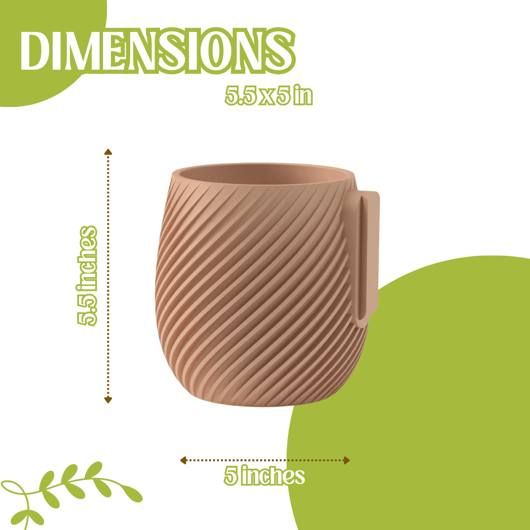 Spiral Design Wall Mounted Tabletop Planter Pot 5.5-Inch