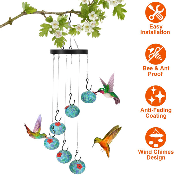 Hummingbird Feeder Wind Chime Ant-Proof Outdoor Hanging Decor