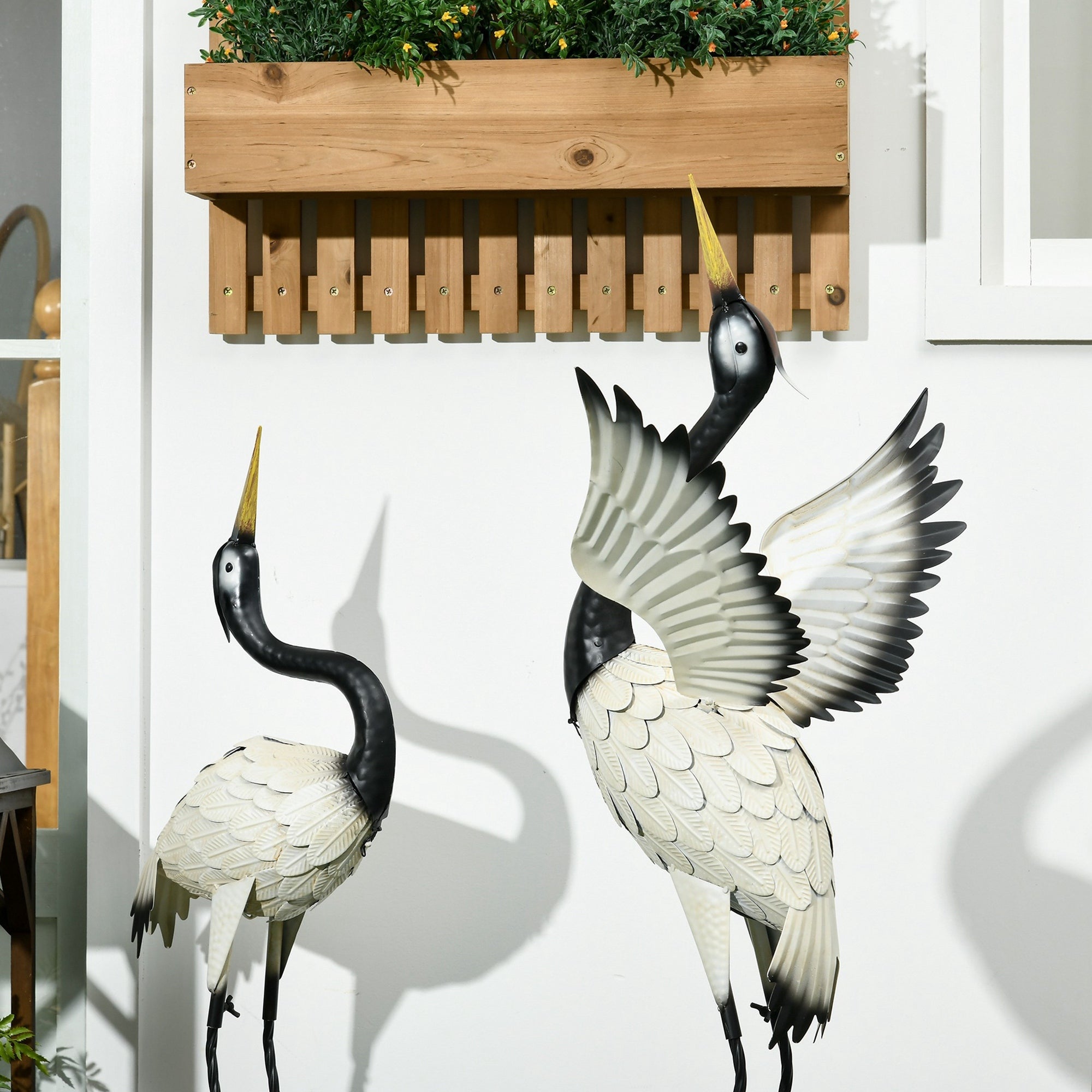 Outsunny Heron Garden Statues Set of Two Decorative Sculptures