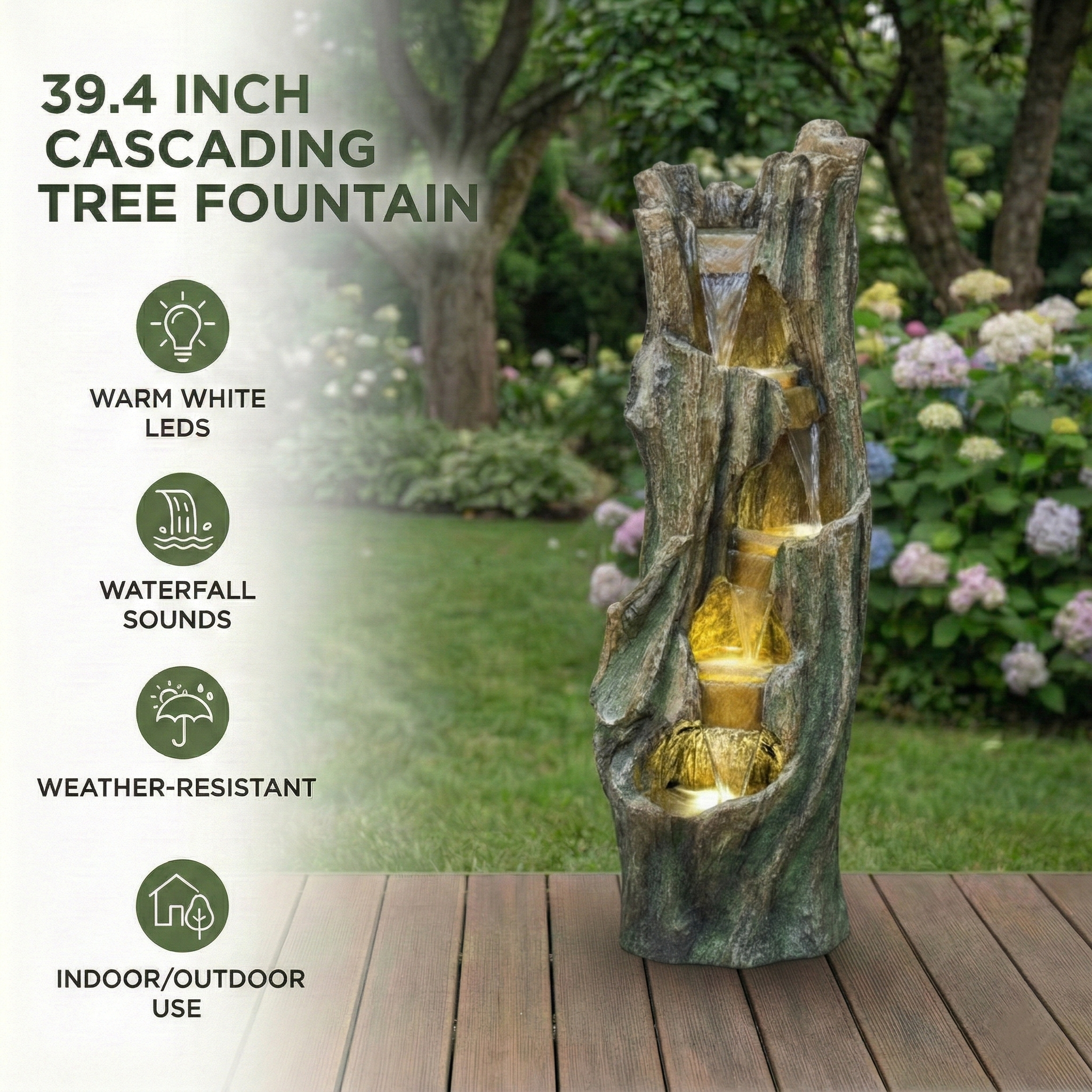 Outdoor Waterfall Fountain for Gardens and Patios Decorative Feature