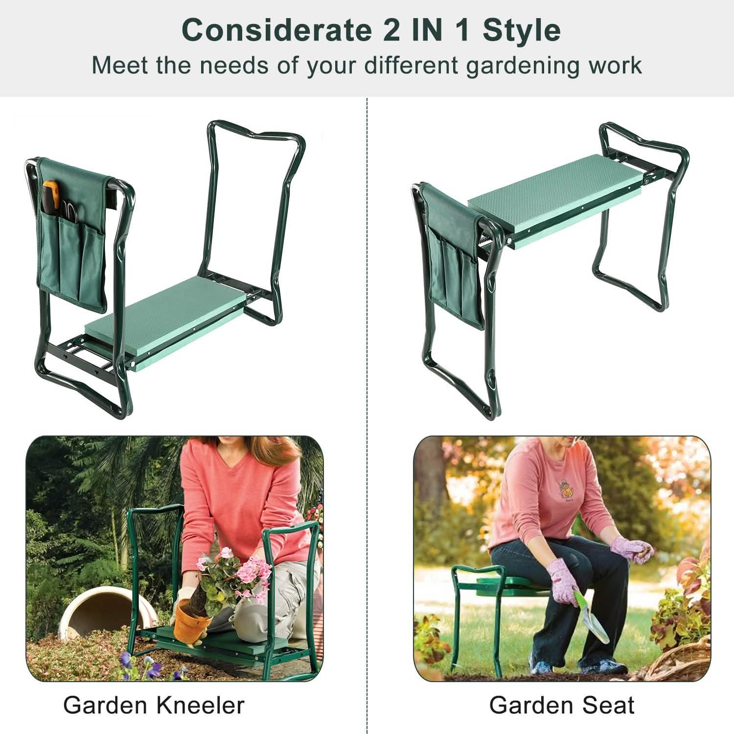 Foldable Garden Kneeler Seat with Soft Cushion Pad