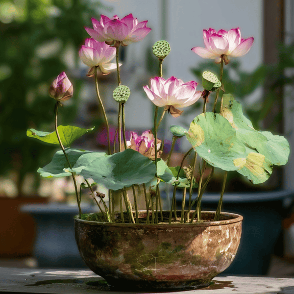Sacred Lotus Bonsai 5 Seeds Aquatic Flower Plant Growing Pack